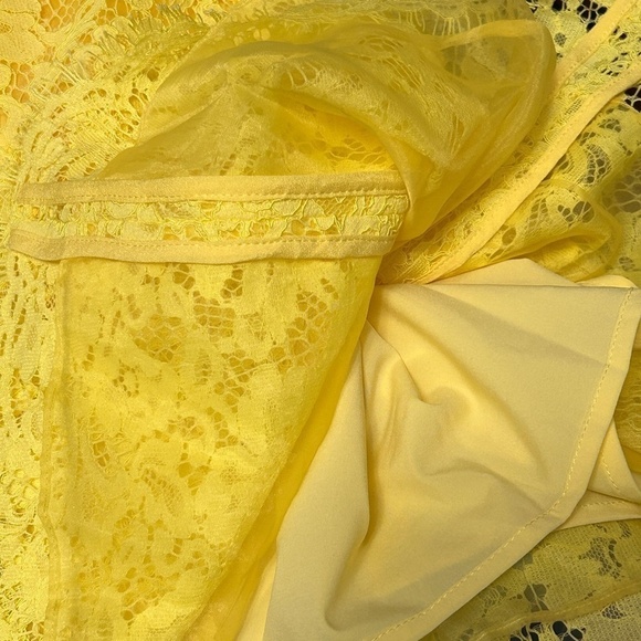Muse Dress Yellow All-Over Floral Lace Yellow Tule Eyelash Trim Made Italy NWOT - Picture 12 of 16